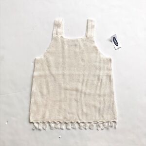 Old Navy NWT Ivory knit fringe top M(8Y)